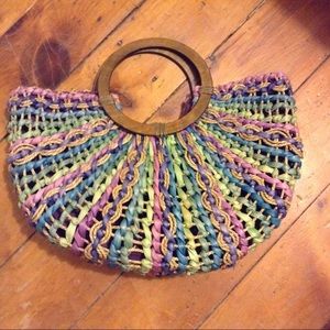 CAPELLI STRAW FAN RAINBOW BAG